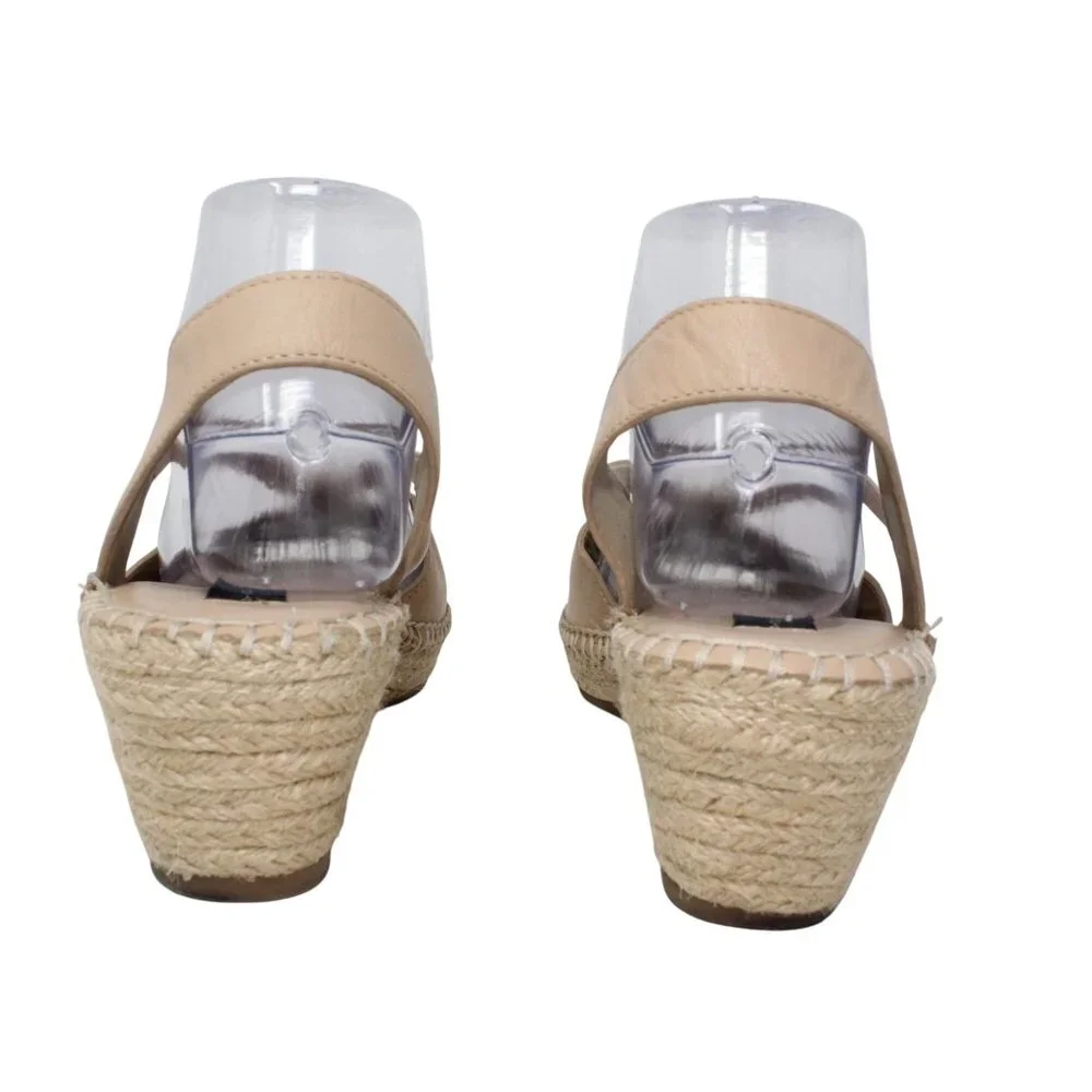Steven By Steve Madden Womens 9 B Izzi Espadrille Wedge Beige Leather Sandals - Picture 6 of 15